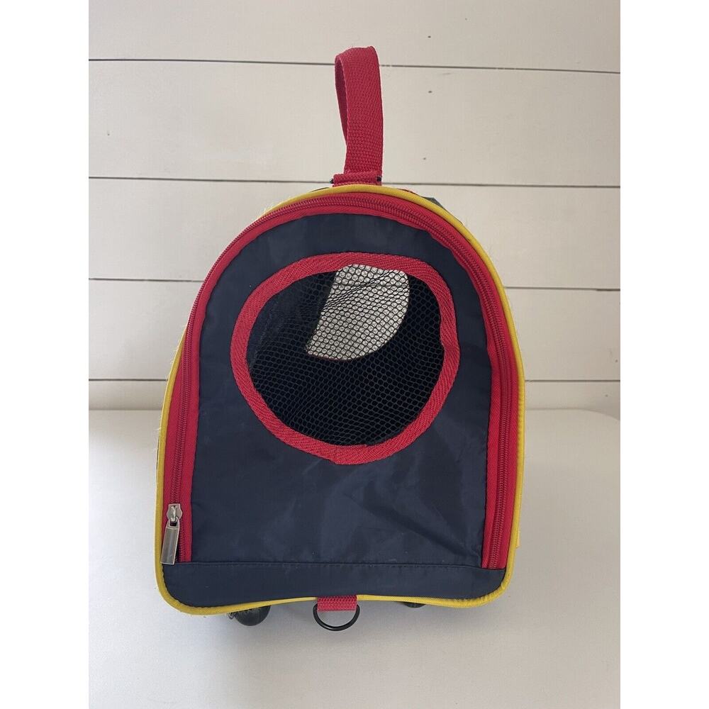 BAB Travel Pet Kennel Rolling Carrier Case Build A Bear Red Strap Mesh Window